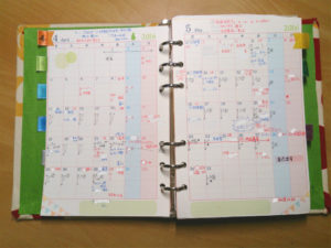 昔の私の手帳、ボックスタイプのカレンダーを自作